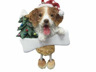 Brittany Spaniel Ornament " Dangling Legs " Hand Painted And Easily Personalized
