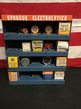 Vintage Spraque Electrolytics Metal Cabinet Gas And Oil Advertising.