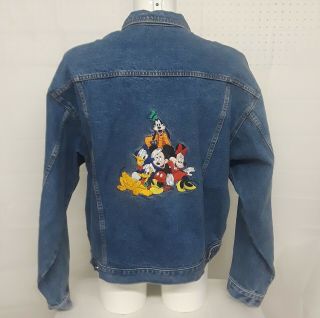 Vtg 90s The Disney Store Mickey Mouse & Friends Embroidered Denim Jacket Xxl