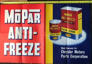 Vintage Mopar Anti - Freeze Dealership Poster (dodge.  Plymouth,  Desoto,  Chrysler)