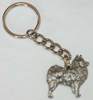 American Eskimo Dog Fine Pewter Keychain Key Chain Ring