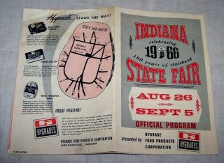 1966 INDIANA STATE FAIR OFFICIAL PROGRAM - 150 YRS OF STATEHOOD - HYGRADE ' S FOOD 2