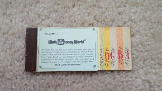 1975 Walt Disney World 8 Adventures Adult Ticket Book W/ 5 Tickets A B C D E