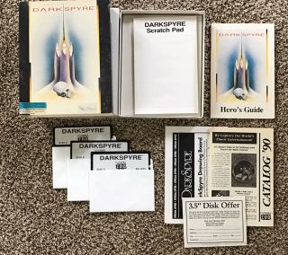 Vintage 1990 Darkspyre Ms Dos Ibm Tandy 5.  25 Floppy Big Box Computer Game Rare