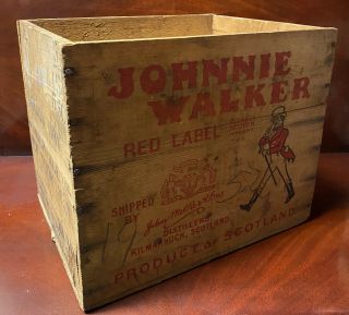 Vintage Johnnie Walker Red Label Scotch Whisky Wood Crate Box 12 Bottle Carrier