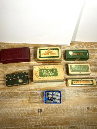Vintage Singer Sewing Machine Attachments Buttonhole Hemstitcher Zigzagger