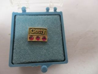 Vintage Getty Gas & Oil 10k Gold & Ruby Service Anniversary Tie Tack/pin