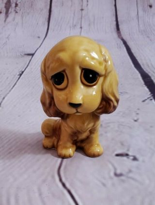 Vintage Cocker Spaniel Figurine Ceramic Puppy Dog Big Eyes Japan A560