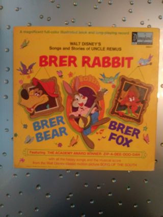 Walt Disney The Story Of Brer Rabbit And The Tar Baby Book W/record 1970
