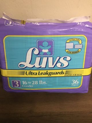 Vtg Boys Luvs Diapers Ultra Leakguards Crawlers (3) 36 Count - 1993 - Read