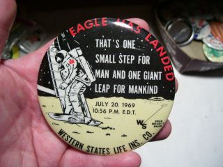 Vintage July 20,  1969 Us Nasa Apollo Moon Landing Souvenir Button Mirror