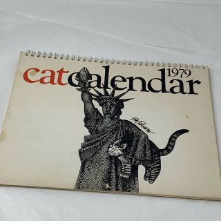 Vintage 1979 Kliban Cat Calendar Black White Feline Pictures Spiral Bound