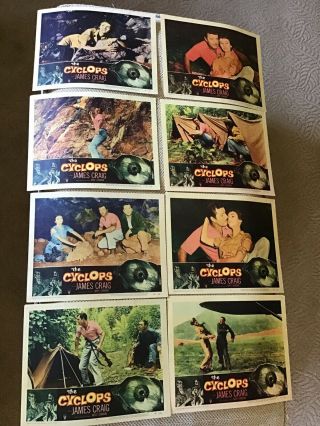 8 Vintage Movie Lobby Card Set The Cyclops 1956 Monster Horror Rare