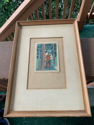 Framed Japanese Woodblock Print Pencil Signed Uehara Konen? Estate Find 2
