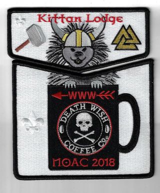 Oa Lodge Kittan 2018 Noac Death Wish Coffee Co.  Flap Set Black Border [fbl - 2876]