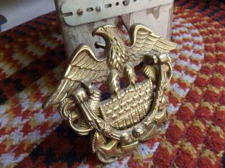 Vintage Brass American Bald Eagle Door Knocker Or Decorative Pediment