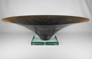 Vintage Paul? Tony? Evans Designs Signed Metal & Glass Decorative Art Vase Bowl 2