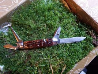 Vintage Schrade Pocket Knife Camp Scout Utility Schrade Cut Co Walden Ny Knife