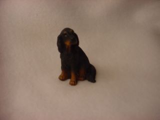 Gordon Setter Dog Hand Painted Miniature Figurine Resin Small Mini Collectible