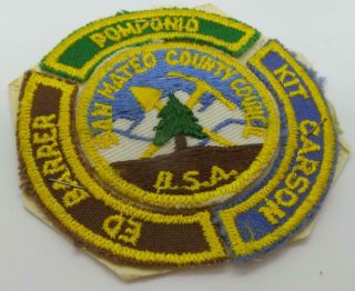 Bsa Vintage San Mateo County Council Patch With 3 Segments Boy Scouts