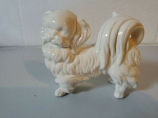 Vintage Ceramic/ Porcelain 4” Dog Figurine White Japanese Chin