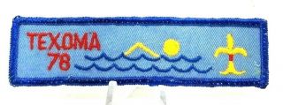 Boy Scout Patch Texoma 1978 Swimming 5 3/8 " X 1 3/8 " Patch Vintage (d1)
