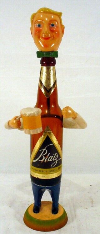 Vintage Blatz Beer Bottle Man Tilimac Back Bar Figure Statue 1950 