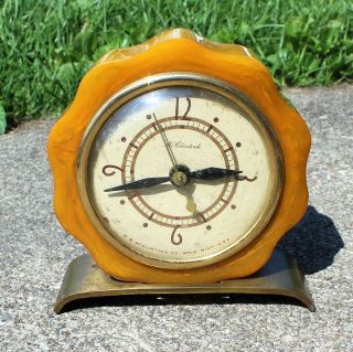 Rare Vintage Art Deco Butterscotch Catalin Bakelite Mcclintock Clock Parts