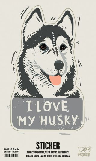 Husky I Love My Dog Shaped Sticker