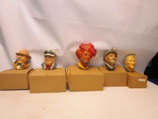 Vintage Bossons Head Wall Art Plaque Chalkware - Set Of 5