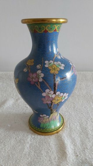 Vintage Cloisonne Vase Cherry Blossoms