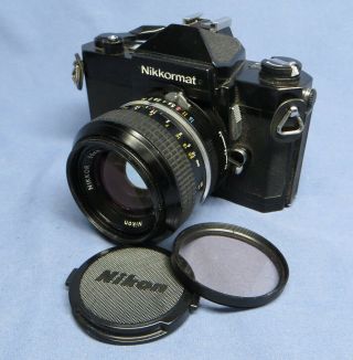 Vintage Nikon Nikkormat Black Ft - 2 Camera W/ 50mm F1.  4 Lens