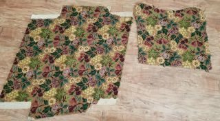 2 Vintage Finished Solid Needlepoint Flowers Medium Brown Background Salvaged