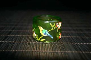 Chinese Exquisite Glass Hand - Made Flowers & Birds Ring 70008