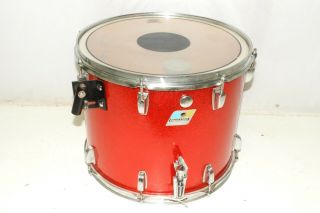 Vintage Ludwig 12 X 15 " Red Sparkle Snare Drum With Blue Olive Badge 965139