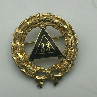 Vintage Masonic Scottish Rite 33rd Degree Lapel Pin Triangle Wreath Bow N5