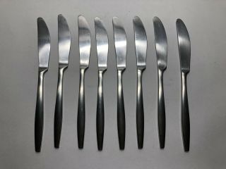 Vtg Dansk Mcm Stainless Steel Flatware Ihq Variation V Finland - 8 Dinner Knives