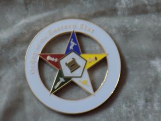 Masonic 3 " Car Emblem Colorful Order Of The Eastern Star Freemasonry Metal