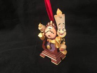 Rare Disney Store Beauty And The Beast Lumiere & Cogsworth Christmas Ornament