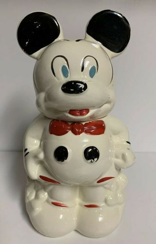 Vintage 1940 ' s Turn - A - Bout Double Sided Mickey And Minnie Mouse Cookie Jar 3