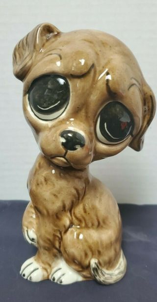 Vintage Ceramic Enesco Big Sad Eyes Puppy Dog Statue Figurine 1960s