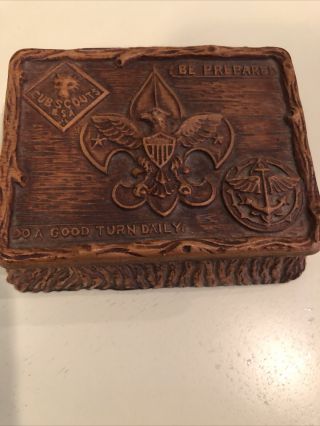 Vintage 1960 ' s Boy Scout Small Keepsake Box With Removable Lid - BSA Sea Cub 2