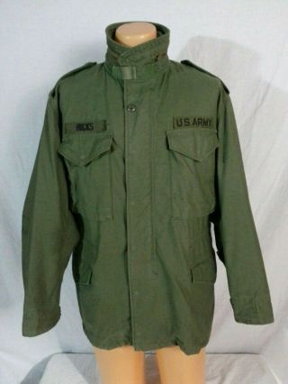 Vtg Us Army Green Cold Weather Field Coat Jacket Hood Og 107 Dla 10083 C 0655 M