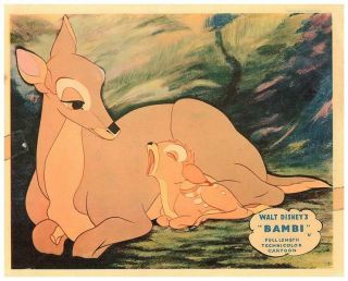Bambi Walt Disney Animation Lobby Card 1942 Rare Mother Deer Historic