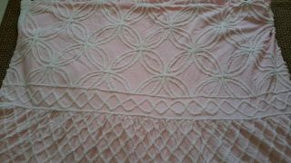 Vintage Chenille Full Size Bedspread Pink With White Daisy Hofmann? Untagged