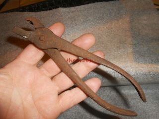 Antique Hugh Hill 1874 Patent Hog Nose Ring Ringing Farm Pliers Crimp Tool