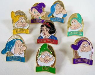 Walt Disney Snow White And The Seven Dwarfs Pin Badges Classic Film Disneyland
