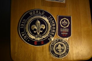 Boy Scout 13th World Jamboree 1971 Back Patch And 2 Different Pocket Patches