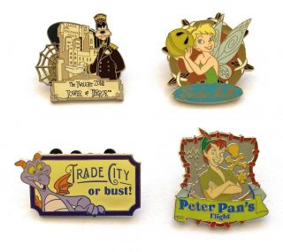 Disney Trading Pins Goofy Tower Of Terror,  Tinker Bell,  Peter Pan,  Figment