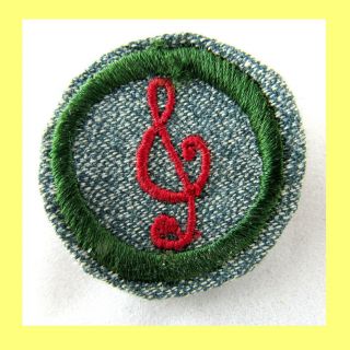 Musician 1938 Intermediate Girl Scout Sil Gn Badge Treble Clef Music Combine